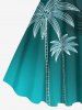 Robe débardeur hawaïenne grande taille à imprimé cocotiers et courants océaniques - Vert profond M