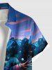 Chemise grande taille à imprimé calmar et montagne, créatures marines hawaïennes, ombrée, avec poches boutonnées, pour homme - Bleu L