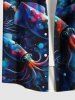 Plus Size Squid Seabed Mountain Print Hawaii Sea Creatures Ombre Button Pocket Shirt For Men -  