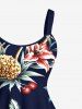 Plus Size Coconut Tree Hibiscus Flower Beer Shell Print Hawaii A Line Tank Dress -  