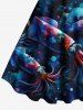Plus Size Squid Seabed Mountain Print Hawaii Sea Creatures Ombre A Line Tank Dress -  