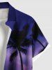 Plus Size Coconut Tree Ombre Dusk Galaxy Print Hawaii Button Pocket Shirt For Men -  