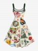 Plus Size Sun Mermaid Sailboat Octopus Sea Waves Shell Print Hawaii A Line Tank Dress -  