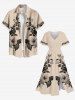 Plus Size Hibiscus Flower Leaf Branch Ethnic Print Hawaii Split Pocket A Line Midi Dress -  