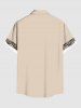 Plus Size Hibiscus Flower Leaf Branch Ethnic Print Hawaii Button Pocket Shirt For Men -  