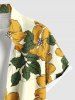 Plus Size Flower Leaf Print Hawaii Button Pocket Shirt For Men -  