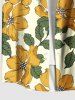 Plus Size Flower Leaf Print Hawaii Button Pocket Shirt For Men -  