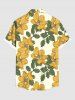 Plus Size Flower Leaf Print Hawaii Button Pocket Shirt For Men -  