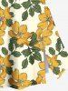 Plus Size Flower Leaf Print Hawaii Split A Line Skirt -  