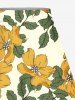 Plus Size Flower Leaf Print Hawaii Split A Line Skirt -  