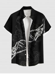 Plus Size Skeleton Lover Print Button Pocket Shirt For Men -  