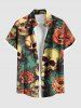 Skulls Rose Flowers Leaf Print Plus Size Matching Hawaii Beach Outfit For Couples -  