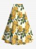 Tenue de plage hawaïenne assortie grande taille à imprimé fleurs et feuilles pour couples - Vert 