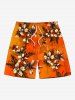 Tenue de plage hawaïenne assortie grande taille à imprimé floral et feuilles ombré pour couples - Orange Foncé 