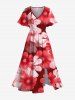 Tenue de plage hawaïenne assortie grande taille à imprimé marguerites ombré pour couples - Rouge 
