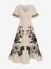 Hibiscus Flower Leaf Branch Ethnic Print Plus Size Matching Hawaii Beach Outfit For Couples -  