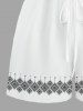 Ensemble chemise et barboteuse hawaïennes assorties, grande taille, tenue de plage à motifs ethniques et imprimés tribaux pour couples - Blanc 