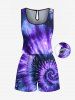 Matching Hawaii Shirt and Romper Plus Size Beach Outfit Spiral Tie Dye Galaxy Print For Couples -  