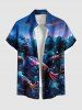 Tenue de plage assortie grande taille à imprimé calmar et montagne, créatures marines hawaïennes, pour couples - Bleu profond 