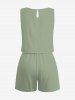 Plus Size Coconut Tree Print Cinched Hawaii Romper -  