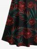 Plus Size Tropical Leaf Hibiscus Flowers Print Cold Shoulder Crisscross Hawaii Maxi Dress -  