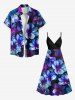 Plus Size Flowers Galaxy Star Print Surplice Hawaii Cami Dress -  