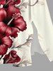 Plus Size Hibiscus Flowers Tropical Print Split Hawaii Midi Dress -  