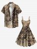 Plus Size Travel Sea Nautical Compass Cruise Print Hawaii Tank Dress -  
