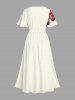 Robe mi-longue hawaïenne fendue à imprimé tropical et fleurs d'hibiscus grande taille - Blanc de Crème  6X