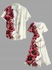 Robe mi-longue hawaïenne fendue à imprimé tropical et fleurs d'hibiscus grande taille - Blanc de Crème  6X