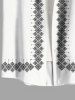 Chemise hawaïenne grande taille à imprimé tribal et à boutons avec poches pour homme - Blanc 2XL