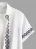 Chemise hawaïenne grande taille à imprimé tribal et à boutons avec poches pour homme - Blanc 2XL