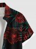 Chemise hawaïenne grande taille à imprimé feuilles tropicales et fleurs d'hibiscus, avec poches et boutons, pour homme - Noir L