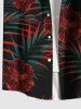 Chemise hawaïenne grande taille à imprimé feuilles tropicales et fleurs d'hibiscus, avec poches et boutons, pour homme - Noir 5XL