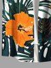 Plus Size Tropcial Leaf Hibiscus Flowers Print Buttons Pocket Hawaii Shirt For Men -  