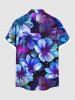 Plus Size Flowers Galaxy Star Print Buttons Pocket Hawaii Shirt For Men -  