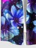 Plus Size Flowers Galaxy Star Print Buttons Pocket Hawaii Shirt For Men -  
