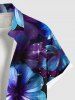 Plus Size Flowers Galaxy Star Print Buttons Pocket Hawaii Shirt For Men -  