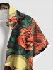 Plus Size Skulls Rose Flowers Leaf Print Buttons Pocket Hawaii Shirt For Men -  