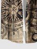 Plus Size Travel Sea Nautical Compass Cruise Print Buttons Pocket Hawaii Shirt For Men -  