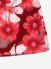 Plus Size Ombre Daisy Flower Print Hawaii Drawstring Pocket Beach Shorts For Men -  