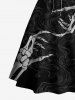 Plus Size Skeleton Lover Print Lace Up A Line Tank Dress -  