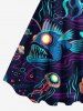 Plus Size Shark Squid Jellyfish Print Hawaii Sea Creatures A Line Tank Dress -  