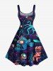 Robe débardeur trapèze grande taille à imprimé requin, calamar et méduse hawaïen - Noir 3X