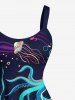 Robe débardeur trapèze grande taille à imprimé requin, calamar et méduse hawaïen - Noir 3X