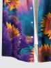 Plus Size Ombre Sunflower Sea Print Hawaii Button Pocket Shirt For Men -  