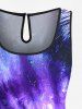 Plus Size Spiral Tie Dye Galaxy Print Hawaii Drawstring Pocket Romper -  