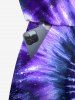 Plus Size Spiral Tie Dye Galaxy Print Hawaii Drawstring Pocket Romper -  