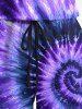 Plus Size Spiral Tie Dye Galaxy Print Hawaii Drawstring Pocket Romper -  
