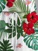 Plus Size Tropical Leaf Hibiscus Flower Print Hawaii Drawstring Pocket Romper -  